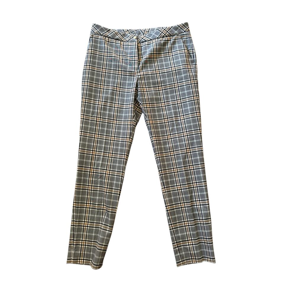 Golfino Plaid Check Women’s Golf Pants Size 10 L EU 46 Tartan Stretch Trousers